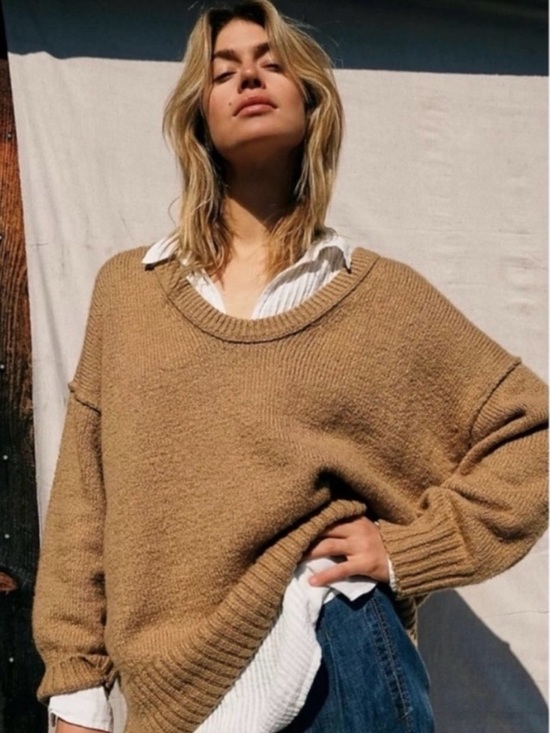 Free People Sweaters - Free People Retro 90s Brookside Slouchy Tunic Sweater Camel Tan Medium